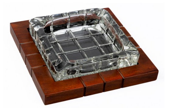 Cross-Hatched Crystal Ashtray