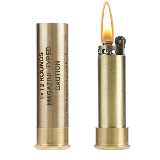 Vintage Trench Lighter Cool Pipe Lighter Kerosene Fuel Lighter Antique Copper Lighter with Magnetic Lid Fluid Refillable & Windproof Soft Flame Lighter Old Fashioned Lighters for Men Dad Husband