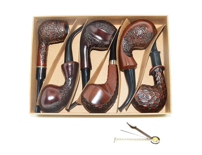 Anshinco Smoking pipe set of 6pcs smoking pipe gift box smoking pipe of steel & acrylic tobacco pipe (Box C)