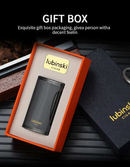 LUBINSKI Flat Flame Cigar Lighter Luxury Metal Butane Gas Torch Lighter High-end Design Cigar Accessories