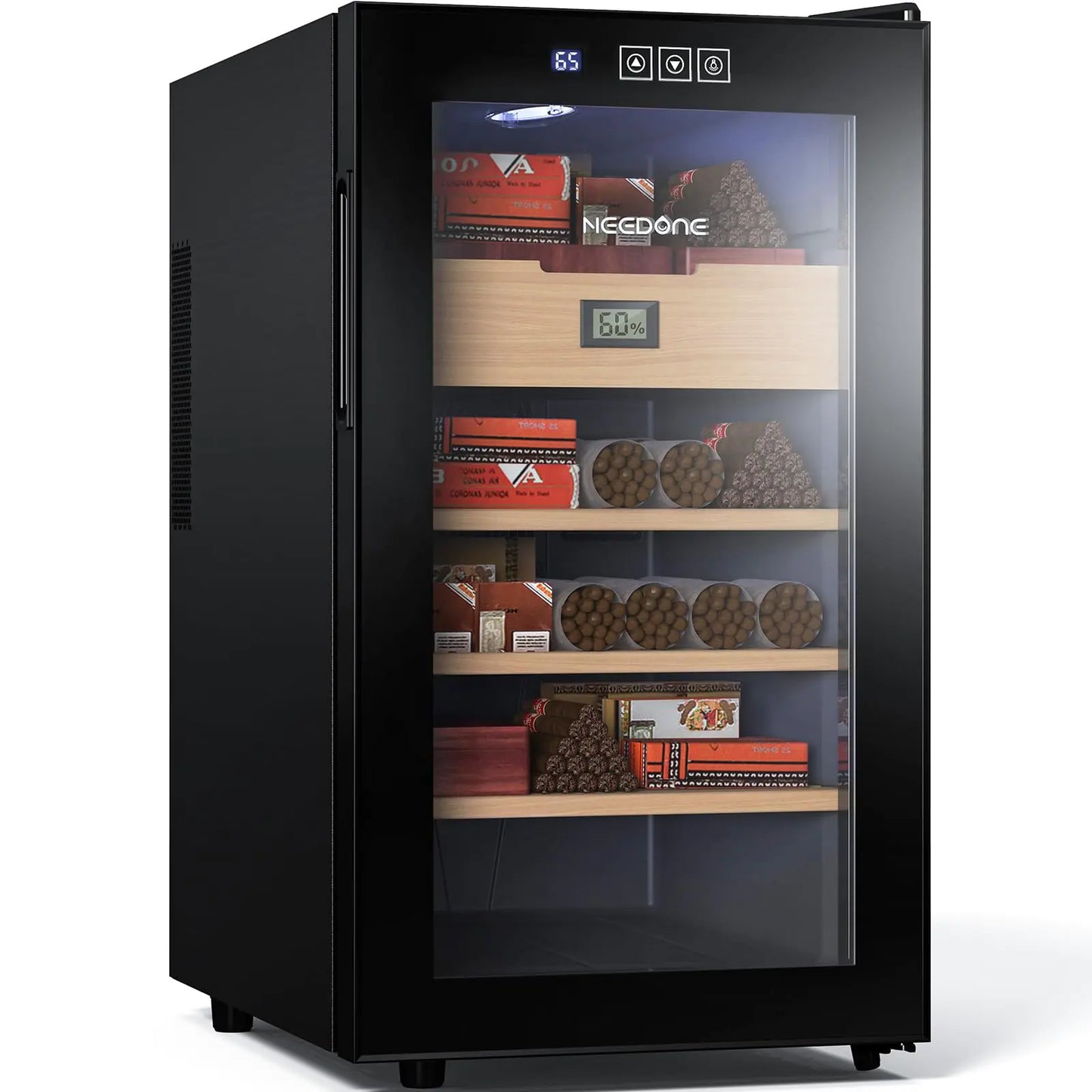NEEDONE Cigar Humidor 48L with Heating and Cooling Temperature Control System Quiet Thermostatic Electric Cooler Cabinet for 350 Counts with Digital Hygrometer Spanish Cedar Wood Gift for Men