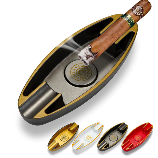 Unique Elegant Ashtray with 2 Cigar Holder Portable Travel