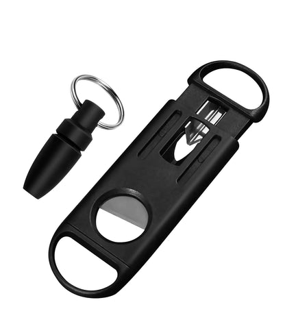 Ceozon Cigar Cutter V Cigar Cutter Stainless Steel Double Blade Cigar Scissors Accessories Tool with Cigar Punch for Cigar Lovers Cigar Gift Set (Black-Cigar Cutter)