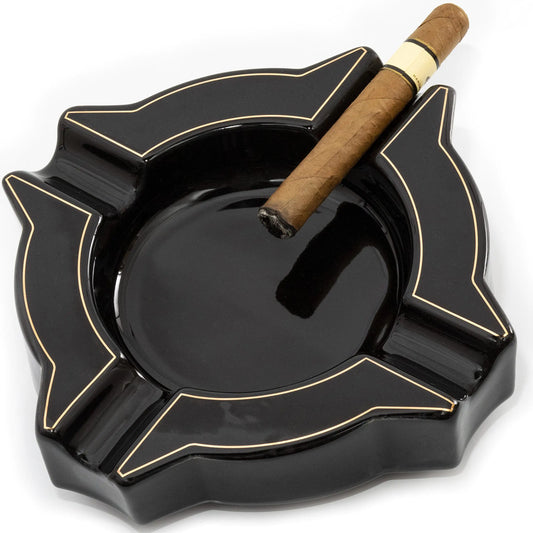 Cigar AshtrayCeramic Cigar Ash TrayBlack Portable AshtrayLarge Ashtray. Perfect cigar stand cigar ashtrays for outdoorscigar accessories for menHeavy cigar ashtrays (BTMN-CCZ)