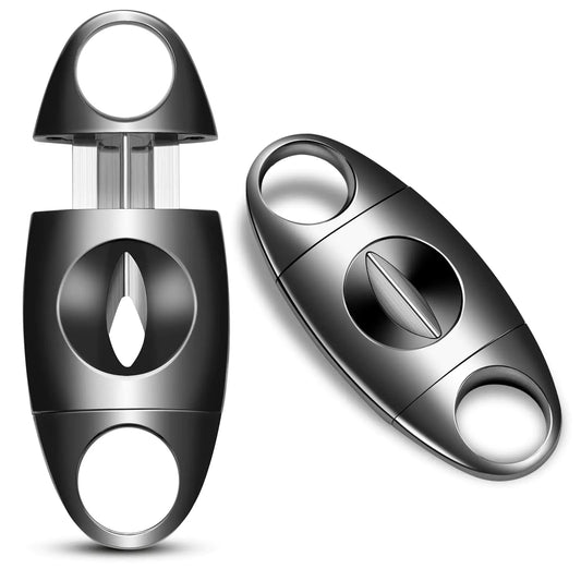 Demcigar V-Cut Cigar Cutter Stainless Steel Sharp Blade Cigar Guillotine Scissors for Men(Grey)
