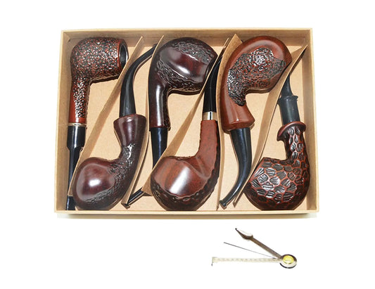 Anshinco Smoking pipe set of 6pcs smoking pipe gift box smoking pipe of steel & acrylic tobacco pipe (Box C)