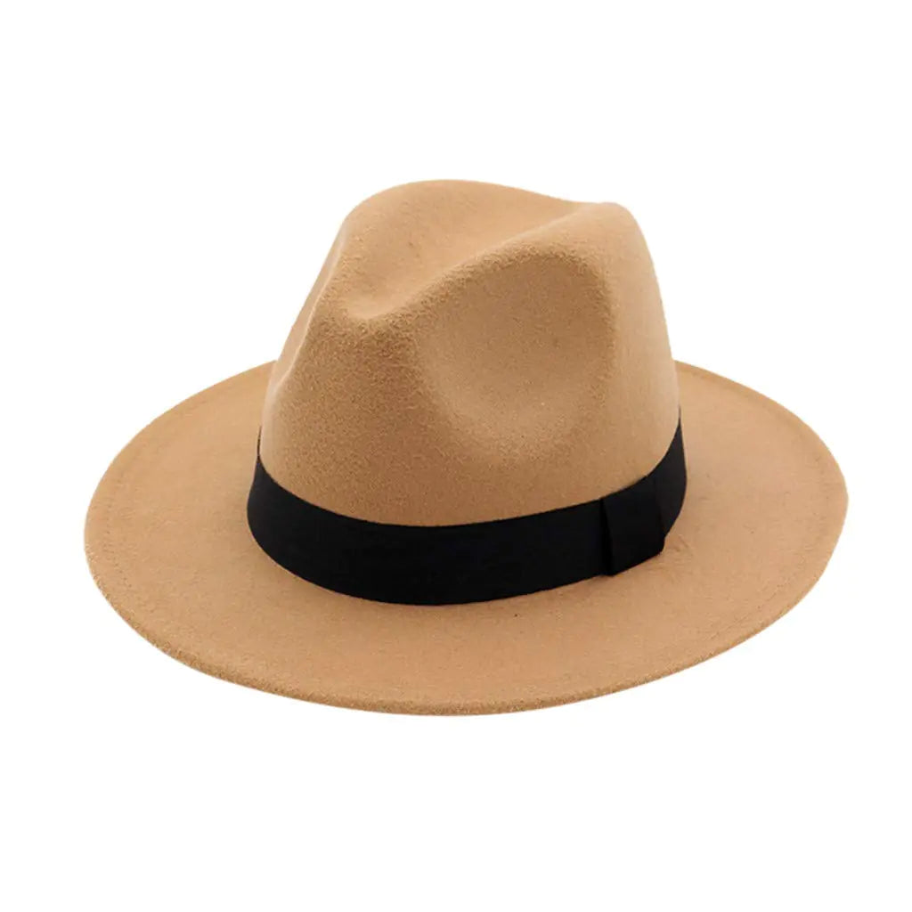Men Women Vintage Wide Hat with Belt Buckle Adjustable Hats Fedora Hat Wide Brim Hats Khaki